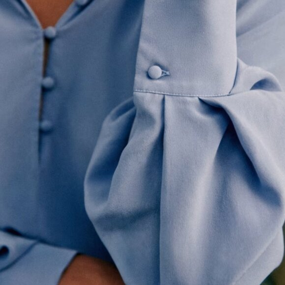 Sezane  Loubna Blouse Lavender Blue Size 4 - Picture 2 of 8